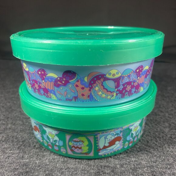 Lot of 2 Vintage Packerware Easter Containers Spring Eggs Lamb Chick Made In USA - Picture 2 of 9